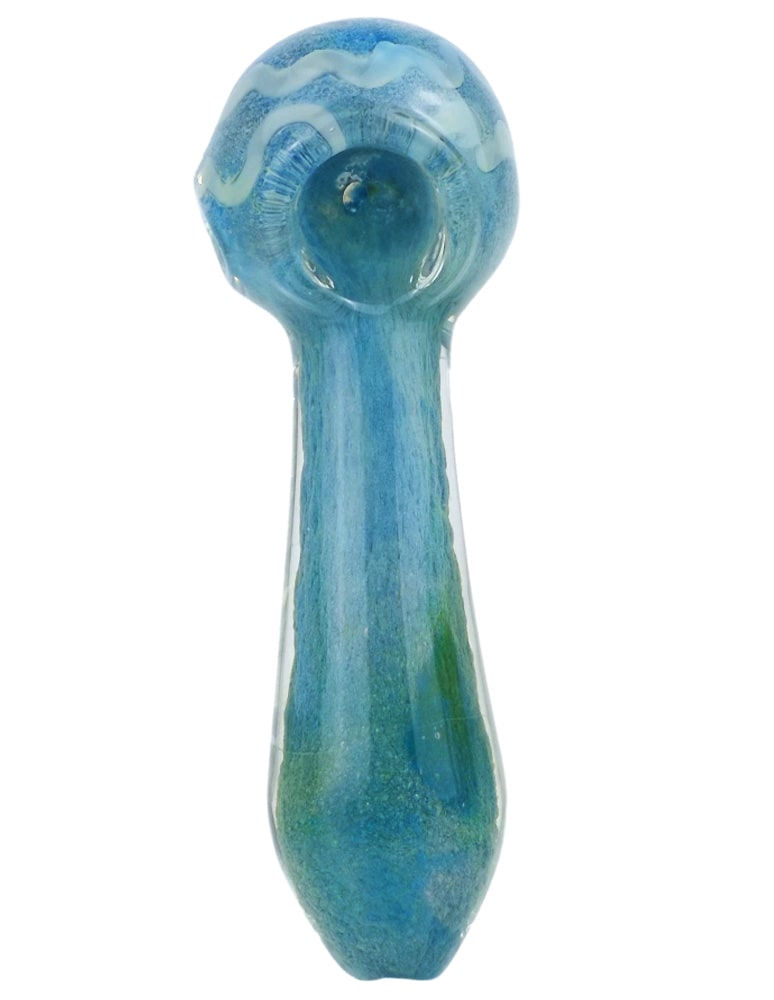 4 to 4.5 inch heavy blue glass spoon pipe