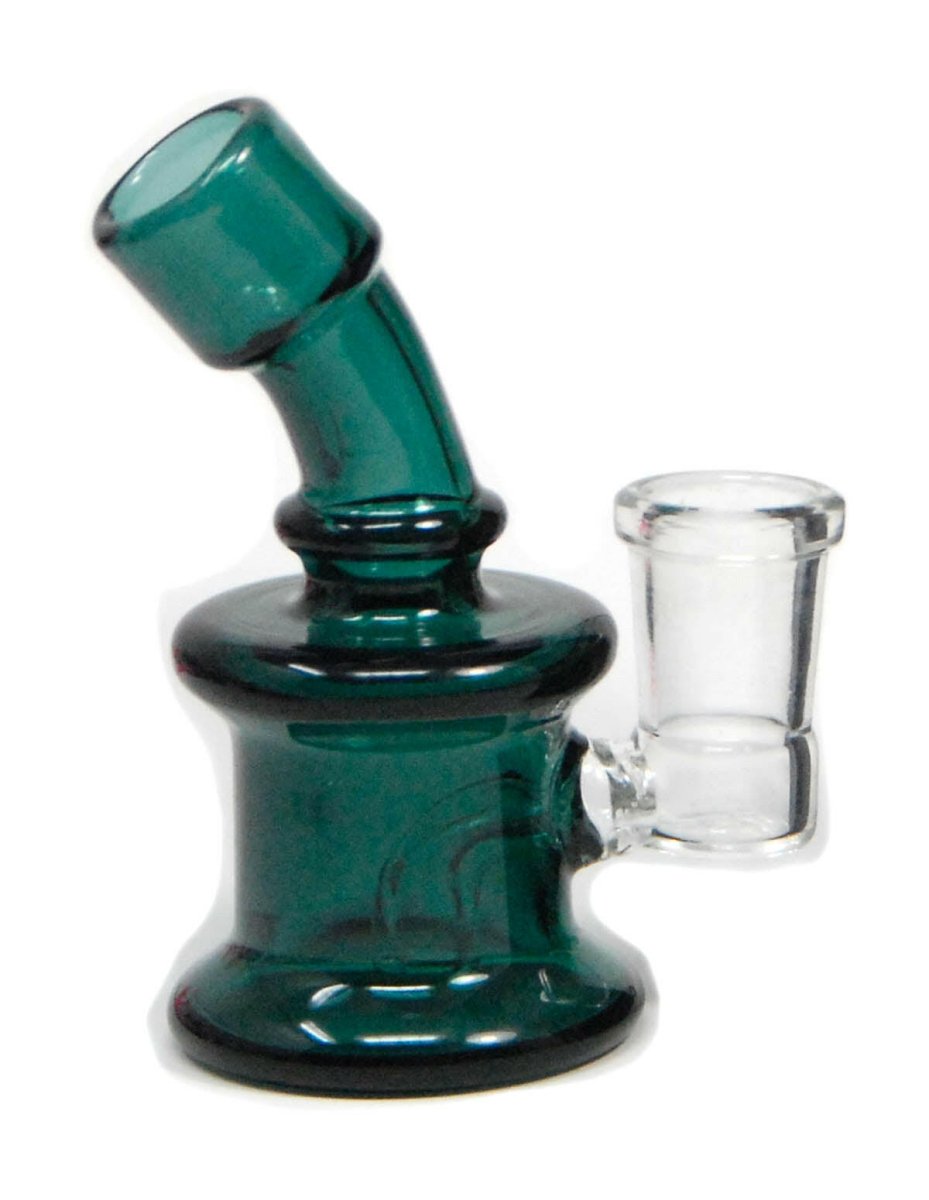 Compact green miniature glass water pipe