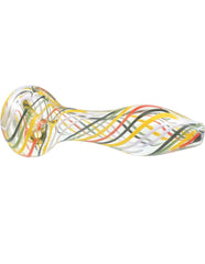 4.5" Stripes Hand-Blown Swirl Glass Spoon Pipe – Vivid Colors, Smooth Hits