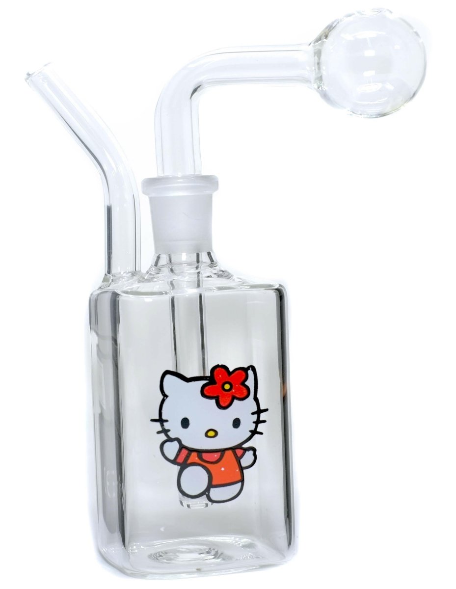 Hello Cat Kitty Glass oil Burner Bubbler Pipe - Simple Glass Pipe