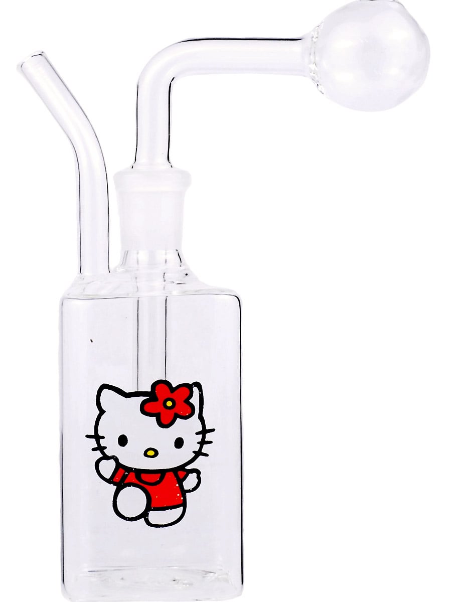 Hello Cat Kitty Glass oil Burner Bubbler Pipe