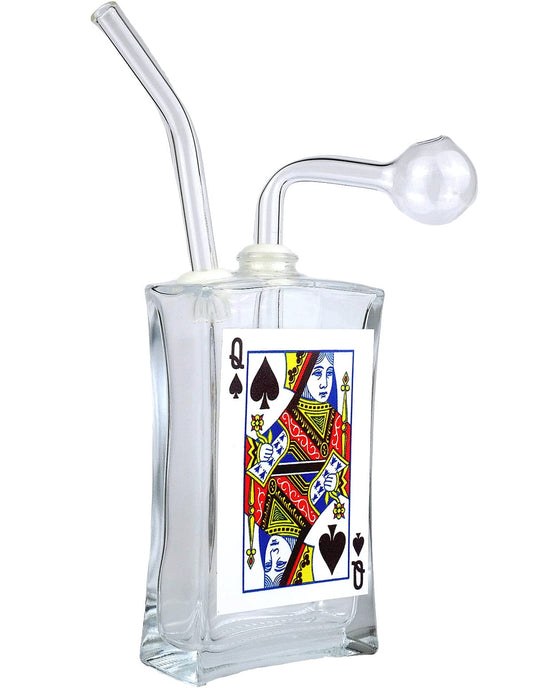 5" Poker Designs Thick Glass Oil Burner Water Pipe