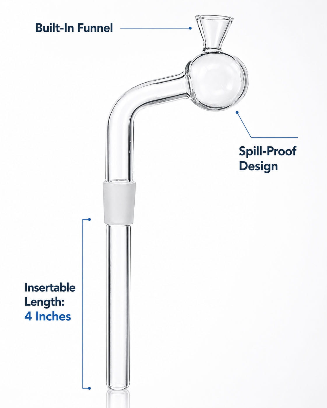 glass oil burner pipe adapter with funnel