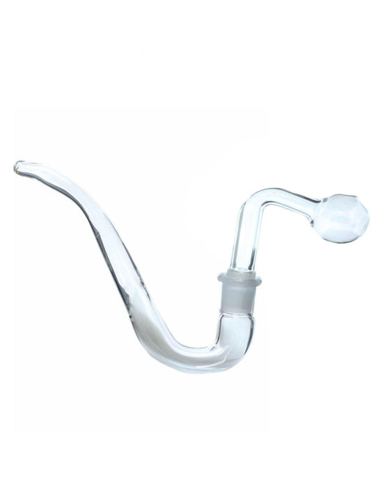 J Shape Glass Oil Burner Pipe with Attachment - Simple Glass Pipe