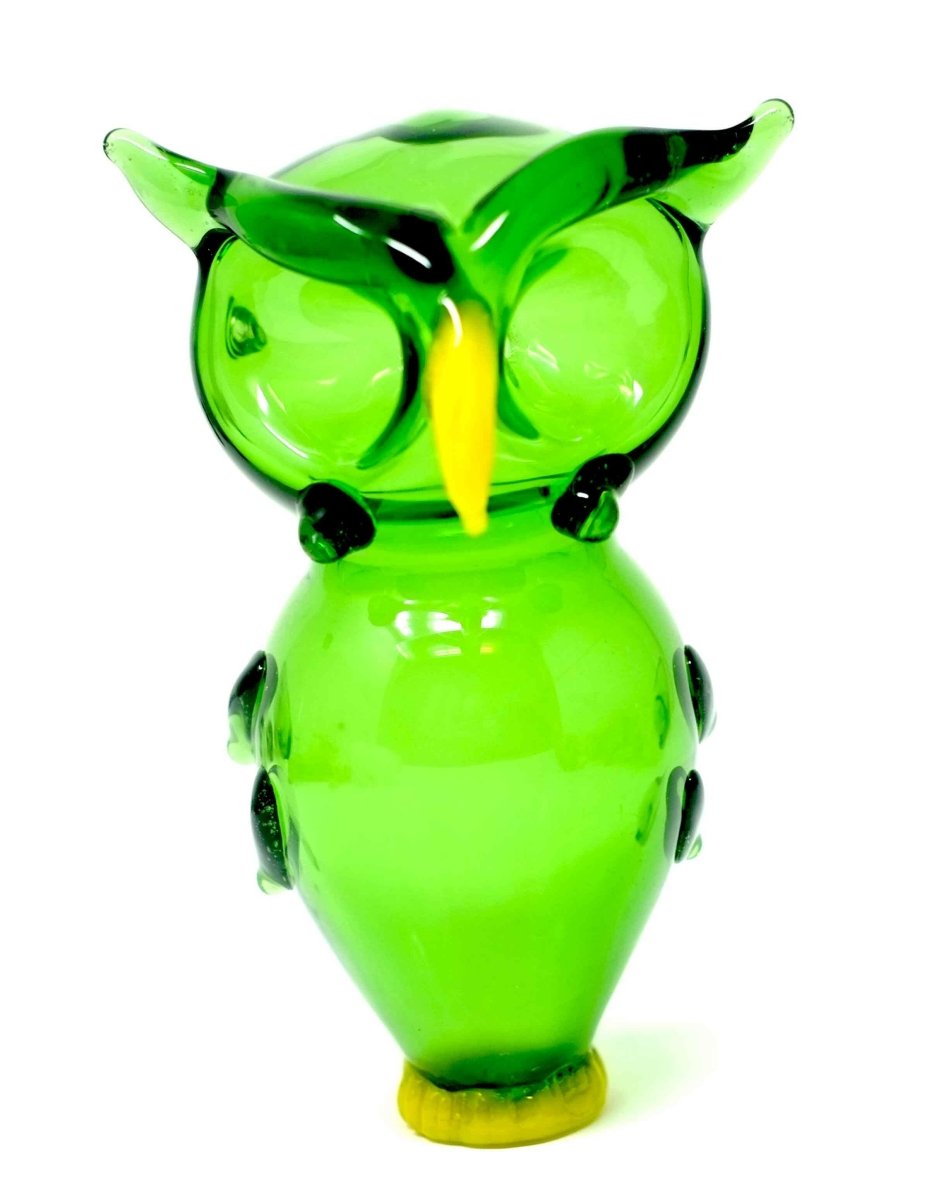 Owl Glass Spoon Pipe with Two Chambers - Simple Glass Pipe