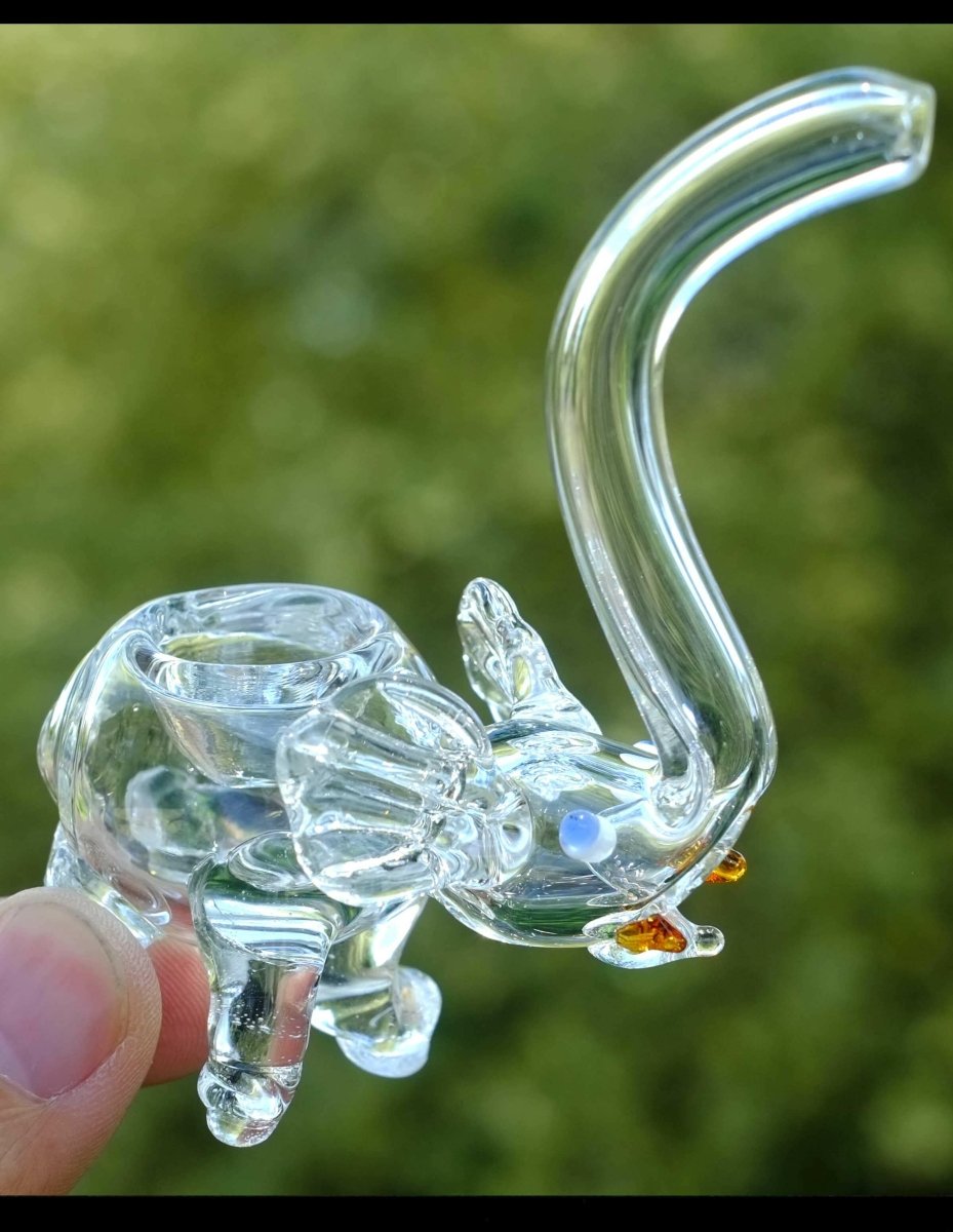 4"Clear Glass Elephant Pipe - Simple Glass Pipe