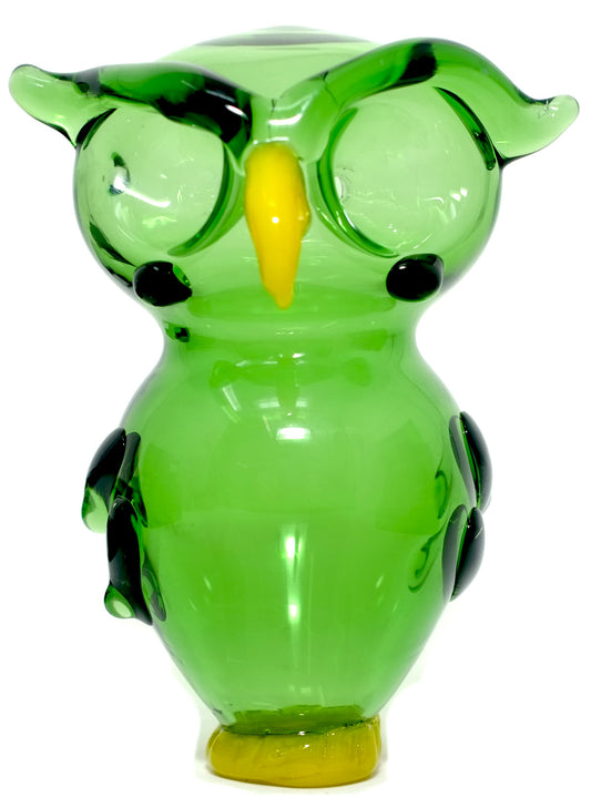 Owl Glass Spoon Pipe with Two Chambers