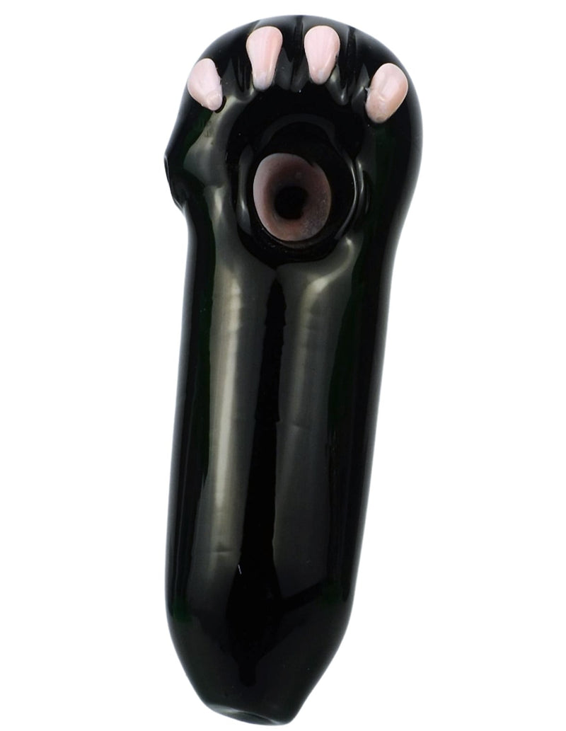 4 inch black bear paw glass spoon pipe