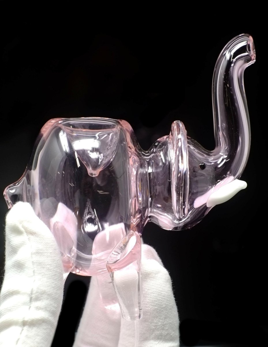 4.5" Pink mini elephant glass Animal spoon pipe - Simple Glass Pipe