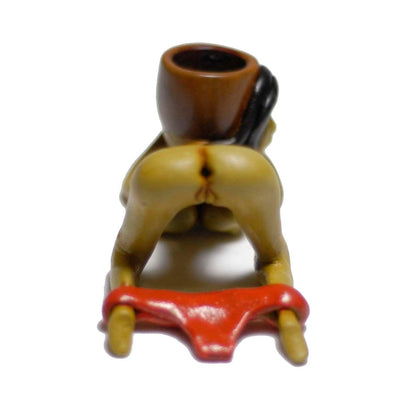 Sculpted nude woman ceramic pipe alternate view