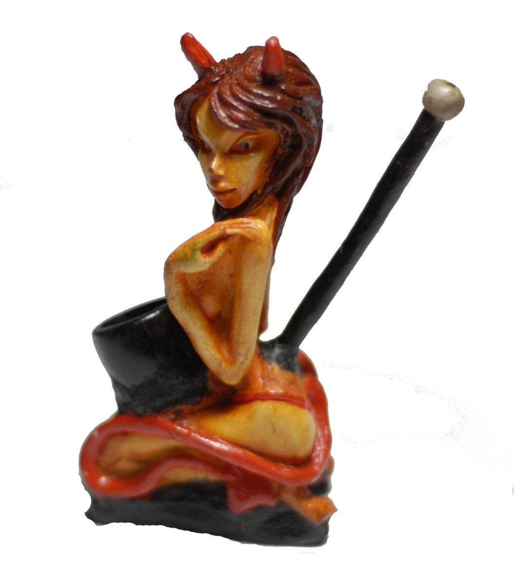 Christmas devil woman handmade ceramic tobacco pipe