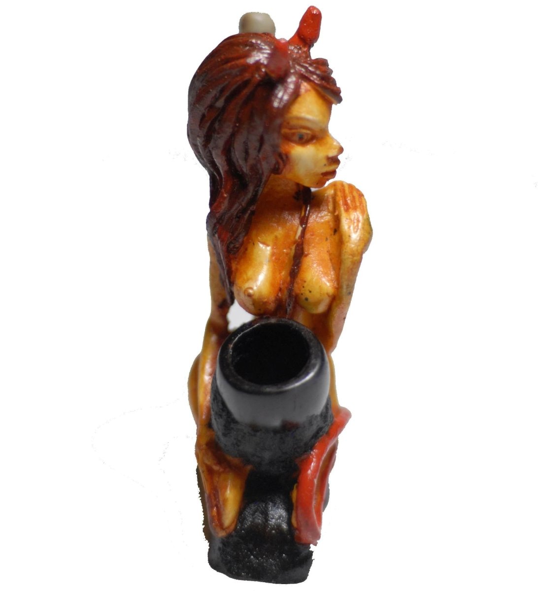 Christmas devil ceramic figure pipe alternate view