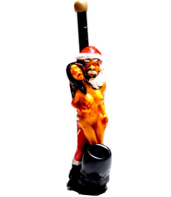 Naked Women and Santa 4 Inch tall Ceramic PIpe - Simple Glass Pipe