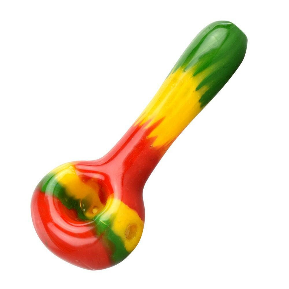 4" rasta color Glass hand Pipe - Simple Glass Pipe