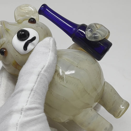 Handmade Ted Bear novelty glass pipe side view