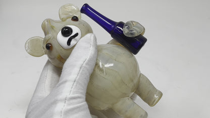 Handmade Ted Bear novelty glass pipe side view