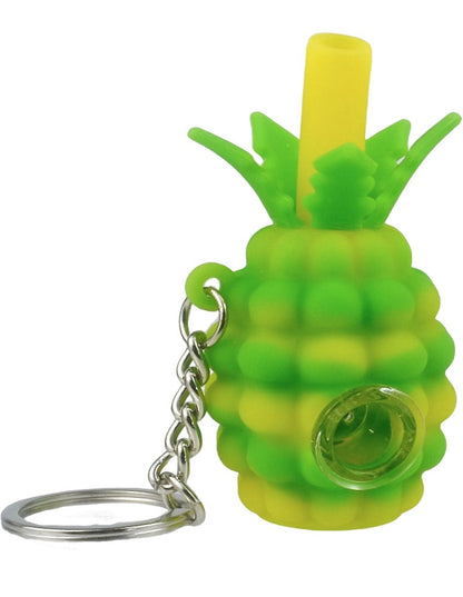 3-inch pineapple silicone spoon pipe with keychain