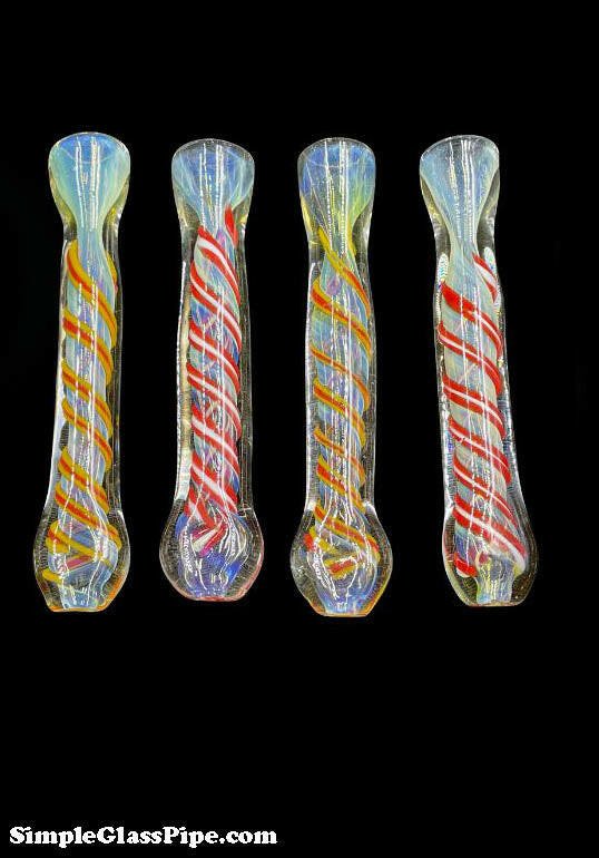 3.5" Swirl Colored Twist Design Glass Chillum PIpe - Simple Glass Pipe