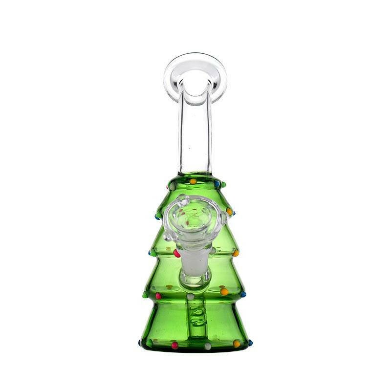 Holiday tree-shaped glass rig detail