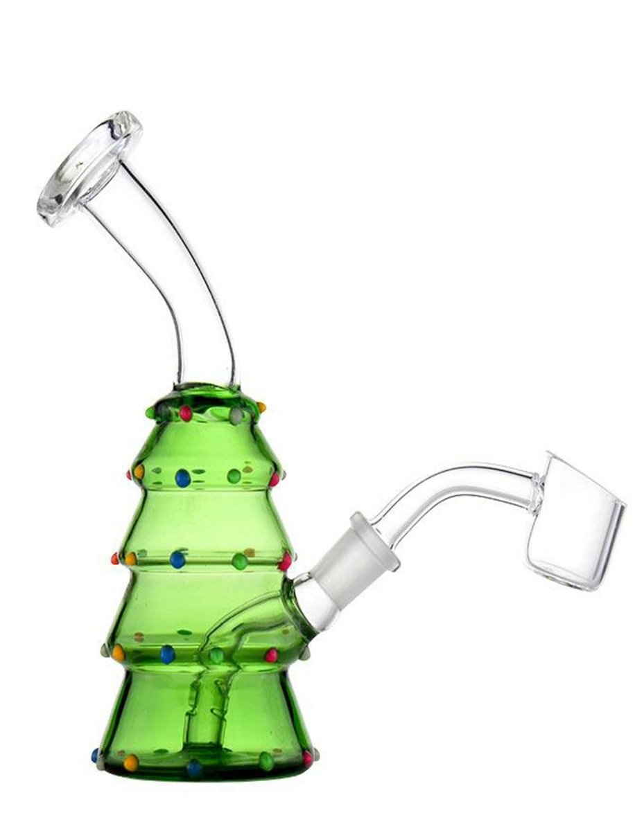 6-inch Christmas tree glass rig with holiday-themed body