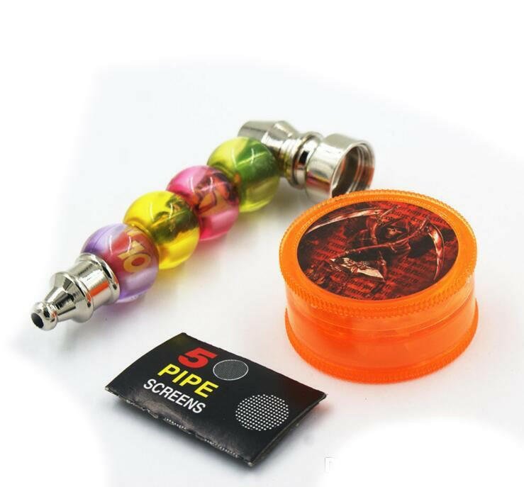 ALLINOne Tobacco Pipe with Grinder and Screen - Simple Glass Pipe