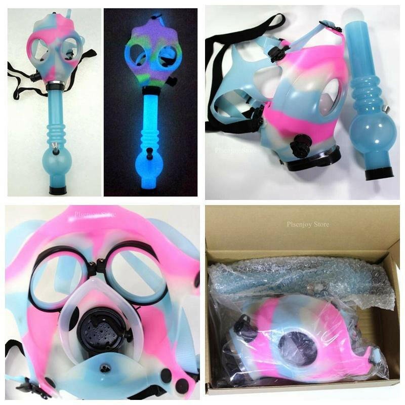 Adjustable glow gas mask with detachable acrylic water pipe