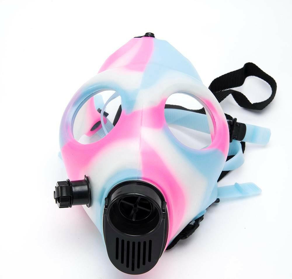 Glow-in-the-dark gas mask bong with silicone mask