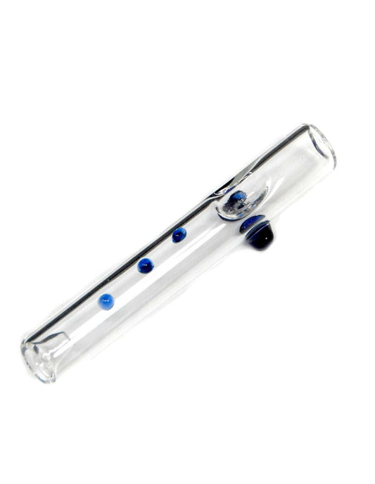 4.5" Blue dots Glass Steamroller Tobacco Hand Pipe - Simple Glass Pipe