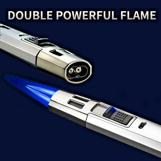 Honest Cigar Tobacco Lighter Jet Torch Dual Blue Flame, Refillable Butane - Simple Glass Pipe