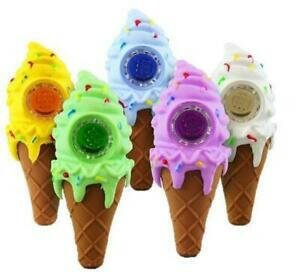 4.5-inch ice cream silicone hand pipe with glass bowl