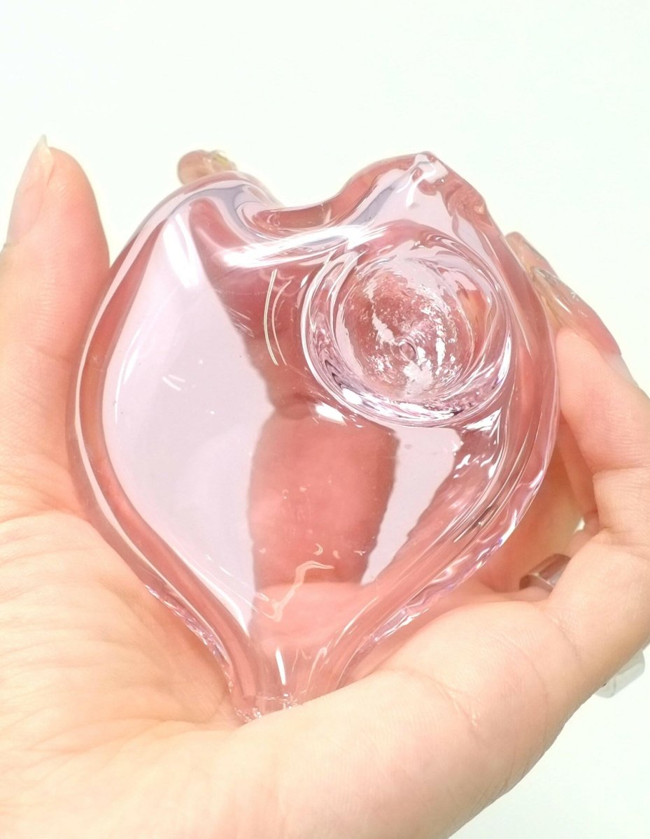 3" Pink Hearts Glass Spoon Pipe - Simple Glass Pipe