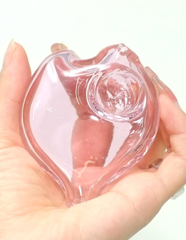 3" Pink Hearts Glass Spoon Pipe