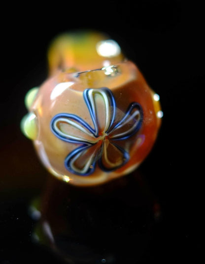 4" Glass Fancy Dots Square Spoon Pipe - Simple Glass Pipe