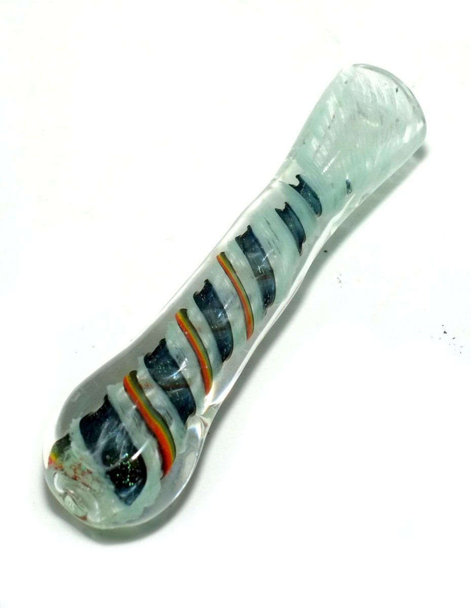 Handmade dichroic chillum alternate view
