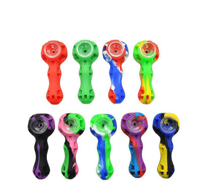 Mixed-color silicone tobacco pipe side view