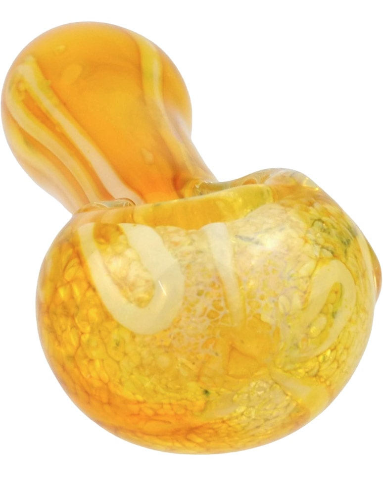 Orange glass spoon pipe honeycomb detail