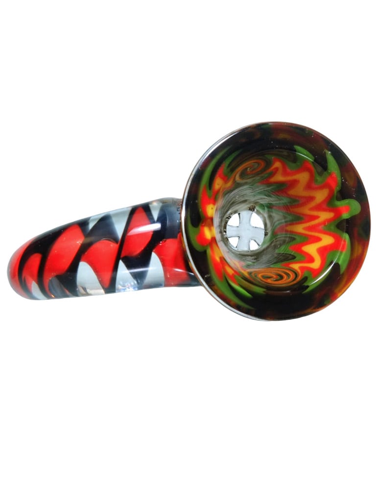 Color-swirl snake-tail glass bowl alternate view