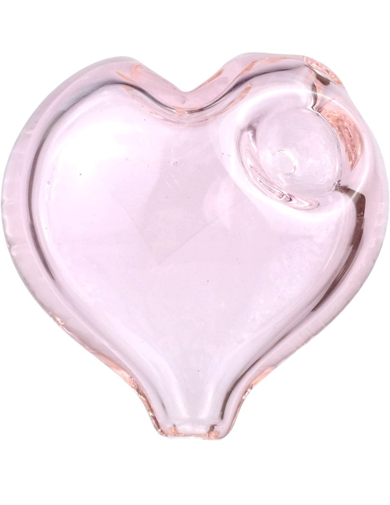 3" Pink Hearts Glass Spoon Pipe