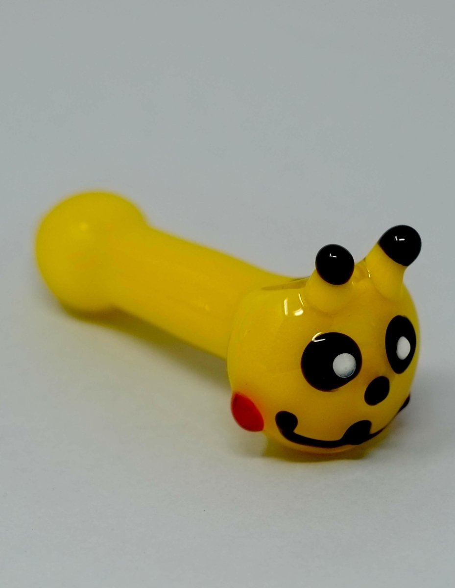 yellow character glass hand pipe alternate view