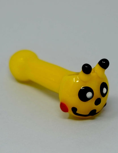 yellow character glass hand pipe alternate view