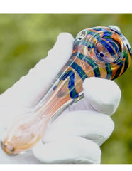 4" Stipe Thick Glass Spoon Hand Pipe - Simple Glass Pipe