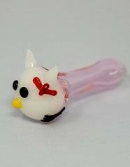 4" Pink Body Ugly Kitty Glass Hand Pipe - Simple Glass Pipe