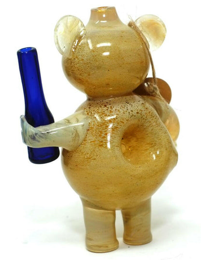 Bear holding beer character glass hand pipe