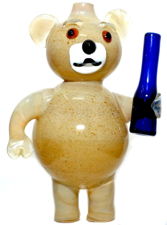 5.5" Ted Bear Holding Beer Glass Hand Pipe - Simple Glass Pipe