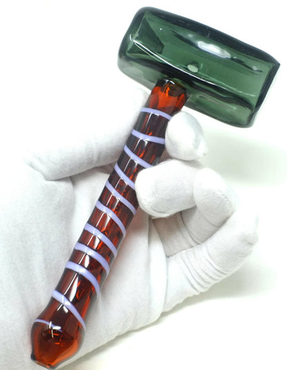 hammer-shaped themed glass pipe side view