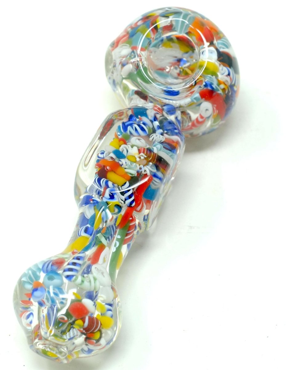 square-body frit glass spoon pipe detail