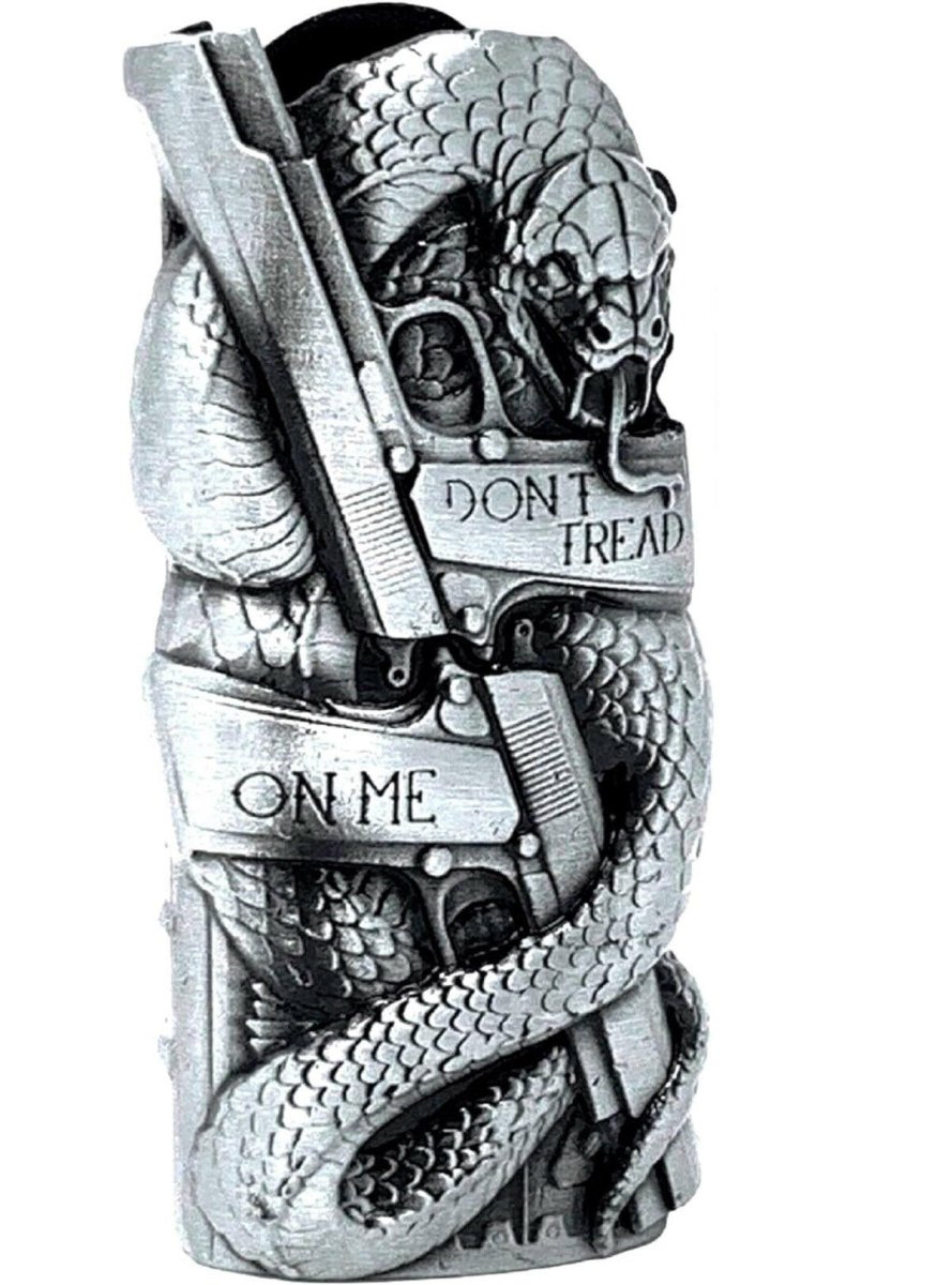 Don't Tread on Me metal lighter sleeve for BIC J6-size lighter