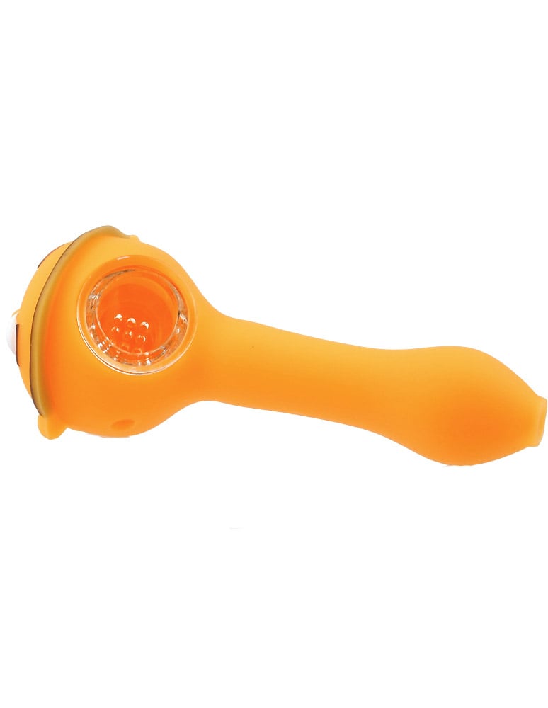 Removable glass bowl detail on smile face silicone pipe