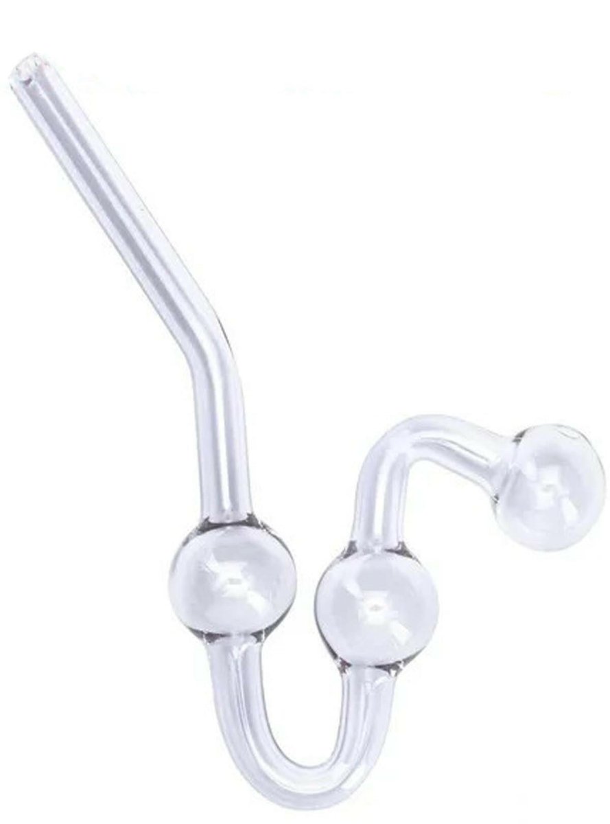 8" Bent Glass Water Dog Oil Burner Pipe, 3 chambers 1ct - Simple Glass Pipe