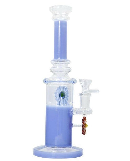 11-inch blue sunflower straight glass water bong